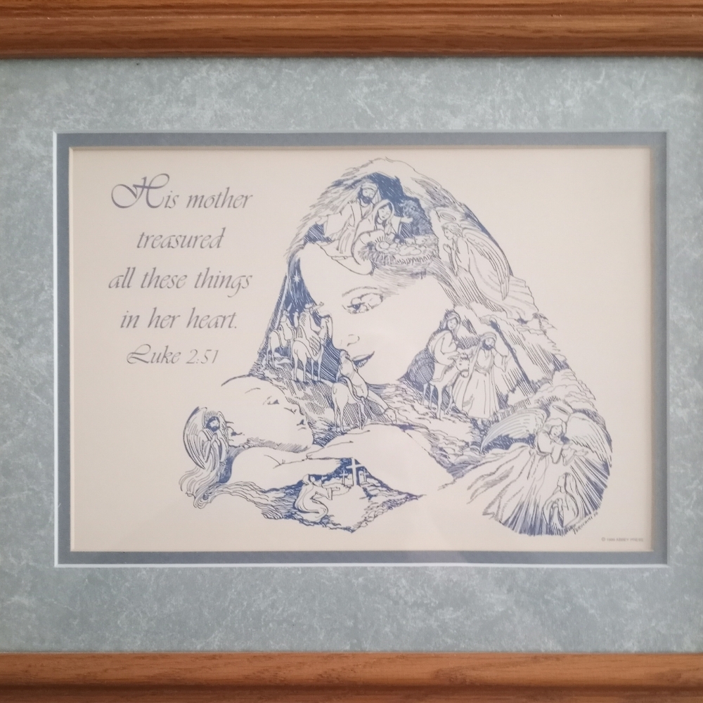 Framed Art with Mother and Child Illustration